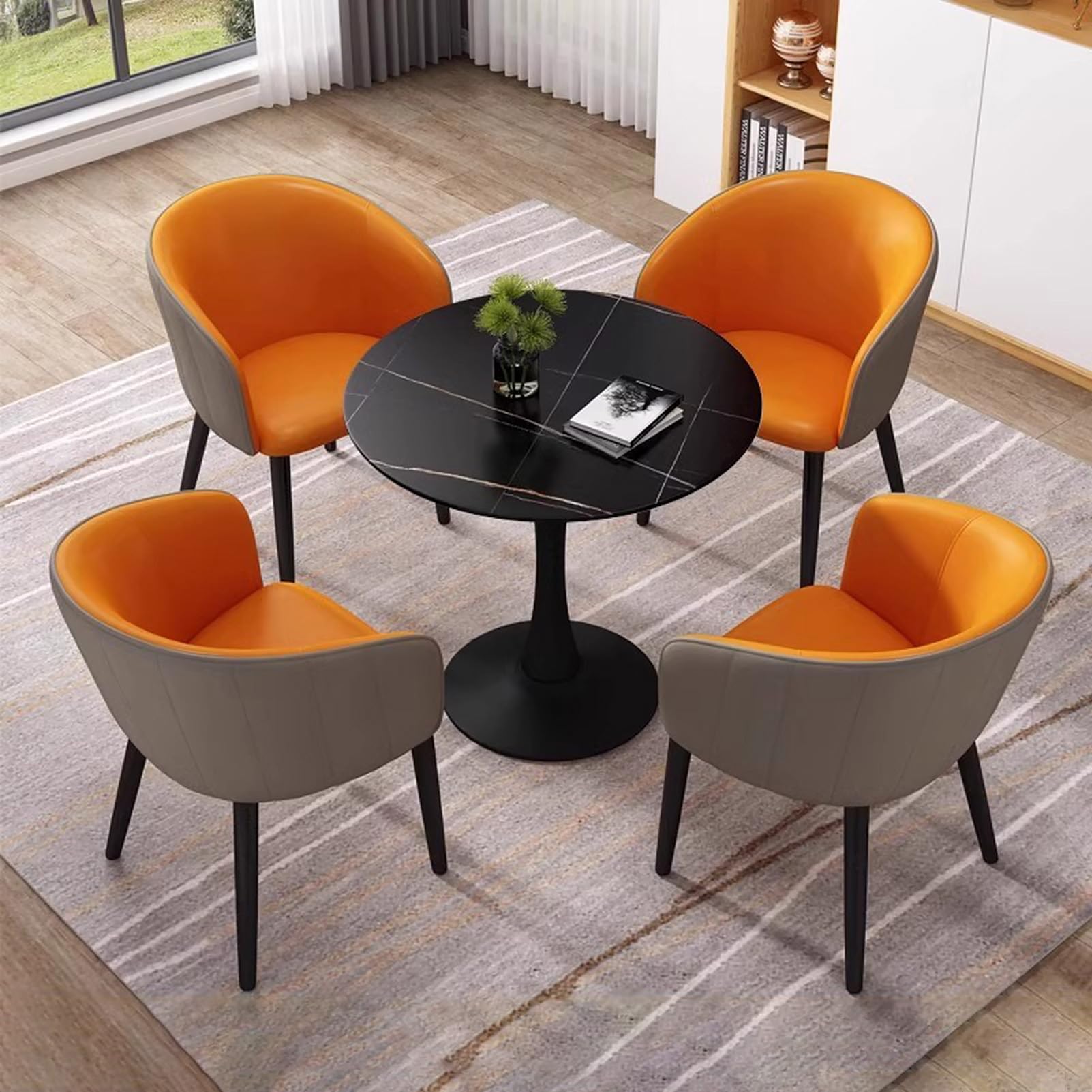 Amazon｜4人用ラウンドダイニングルームテーブルセット、布張り